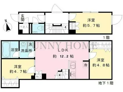 COEUR BLANC八幡山(3LDK/B1階)の間取り写真