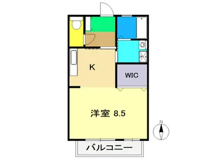 大和ハイツII(1K/2階)の間取り写真