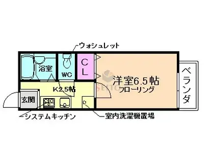 ラフィーネVI(1K/1階)の間取り写真