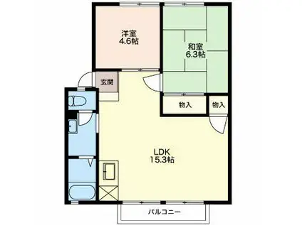 サンビレッジ赤羽A(2LDK/2階)の間取り写真