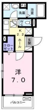リオン B(1K/1階)の間取り写真