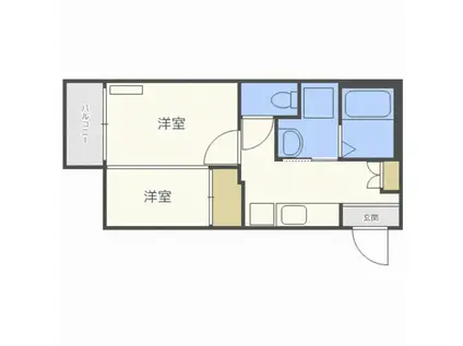 DIO GLANZ 香椎駅前(2K/2階)の間取り写真