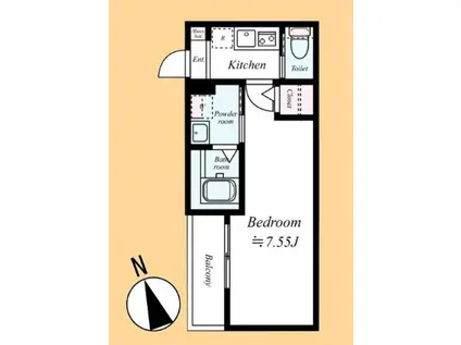 GRADUS川越III(1K/2階)の間取り写真