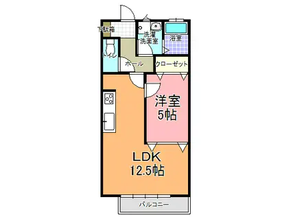 ジャルダン南赤塚(1LDK/2階)の間取り写真