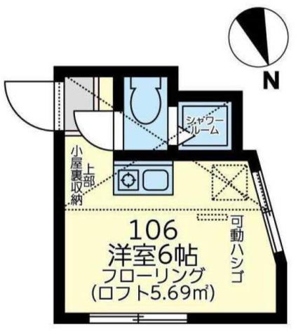 ユナイト安針ネイマール(ワンルーム/1階)の間取り写真