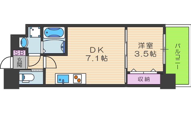 セレニテ福島カルム(1DK/6階)の間取り写真