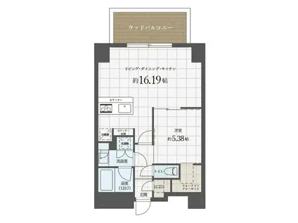 ROPPONMATSU VIEW APARTMENT(1LDK/11階)の間取り写真