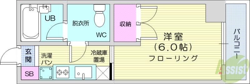 サンパレスシカマ(1K/5階)の間取り写真