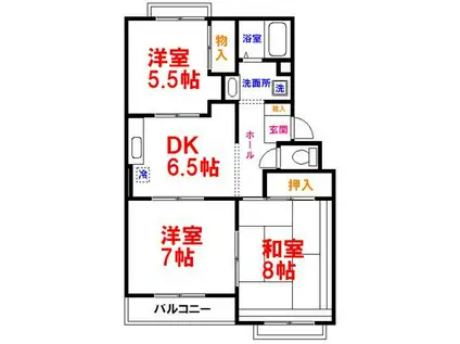 トリヴァンベール美船AB(3DK/1階)の間取り写真