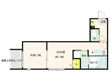 足立四丁目7 DESIGNERS DIIRA(1DK/2階)の間取り写真