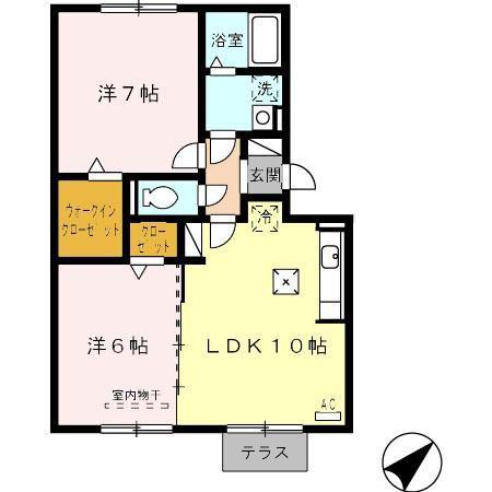 ソルティア A(2LDK/1階)の間取り写真