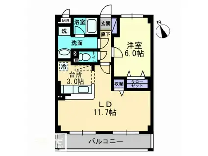 ヴィラブライトン(1LDK/3階)の間取り写真