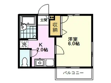 鷹見ハイツ(1K/2階)の間取り写真