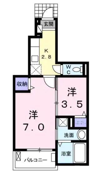 プレステージ花ずいG(2K/1階)の間取り写真