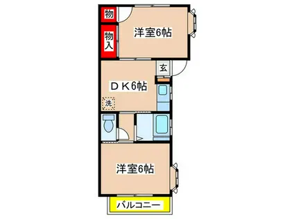 チャーリーハウス(2DK/2階)の間取り写真