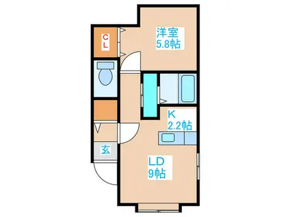 BLOOM N24(1LDK/2階)の間取り写真