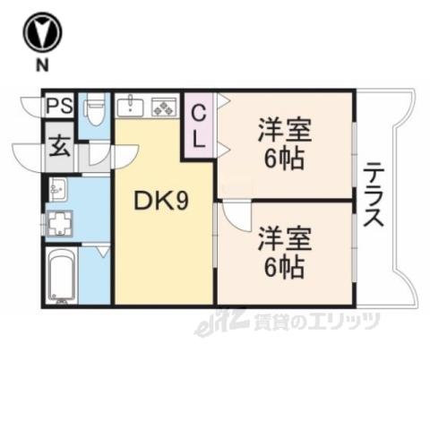 パール香芝(2LDK/3階)の間取り写真