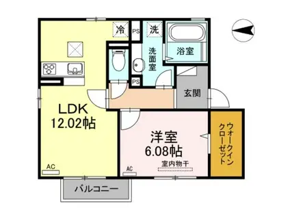 ユーコパン下郡(1LDK/1階)の間取り写真