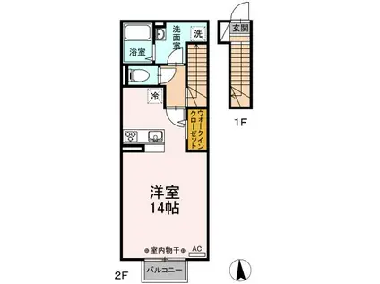 メゾンピュール(ワンルーム/2階)の間取り写真