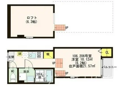 ヴィラ ペンファン(1K/1階)の間取り写真