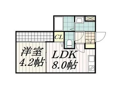アルコバレーノ新町(1LDK/5階)の間取り写真