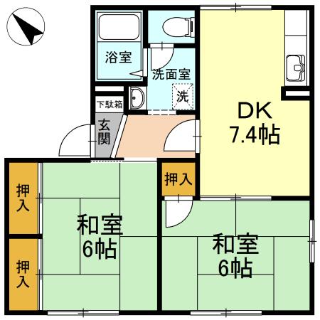メゾン羽衣(2DK/1階)の間取り写真