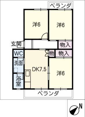 セントラル瑞穂(3DK/4階)の間取り写真
