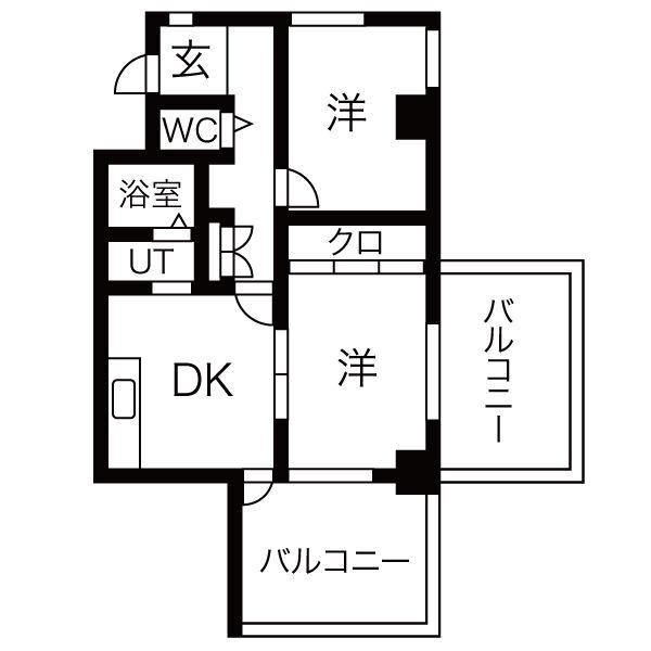 アビタマルフク(2DK/9階)の間取り写真
