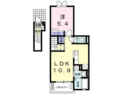エルベッタ城東(1LDK/2階)の間取り写真