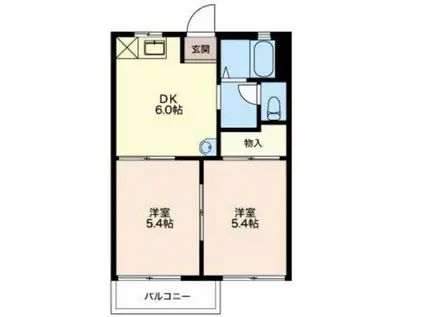 アーバンハウス加藤A(2DK/1階)の間取り写真