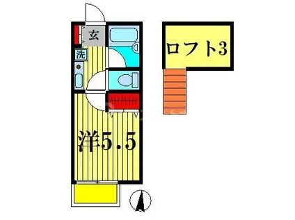 KYハイム(1K/2階)の間取り写真