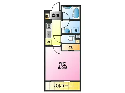 グリフィン武蔵中原・スクエアーコート(1K/3階)の間取り写真