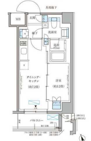 パークアクシス文京本郷(1DK/2階)の間取り写真