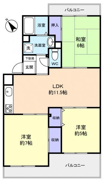 ボア・クレールA(3LDK/2階)の間取り写真