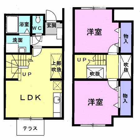 スウィングハート松ヶ島(2LDK/1階)の間取り写真
