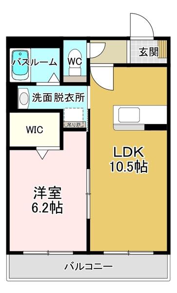 アチェーロ土岐口(1LDK/2階)の間取り写真
