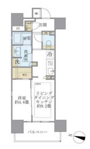 BRILLIA四谷三丁目(1LDK/8階)の間取り写真