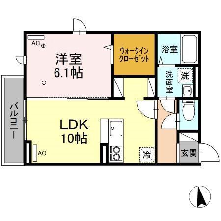 D-ROOM南材木町(1LDK/3階)の間取り写真