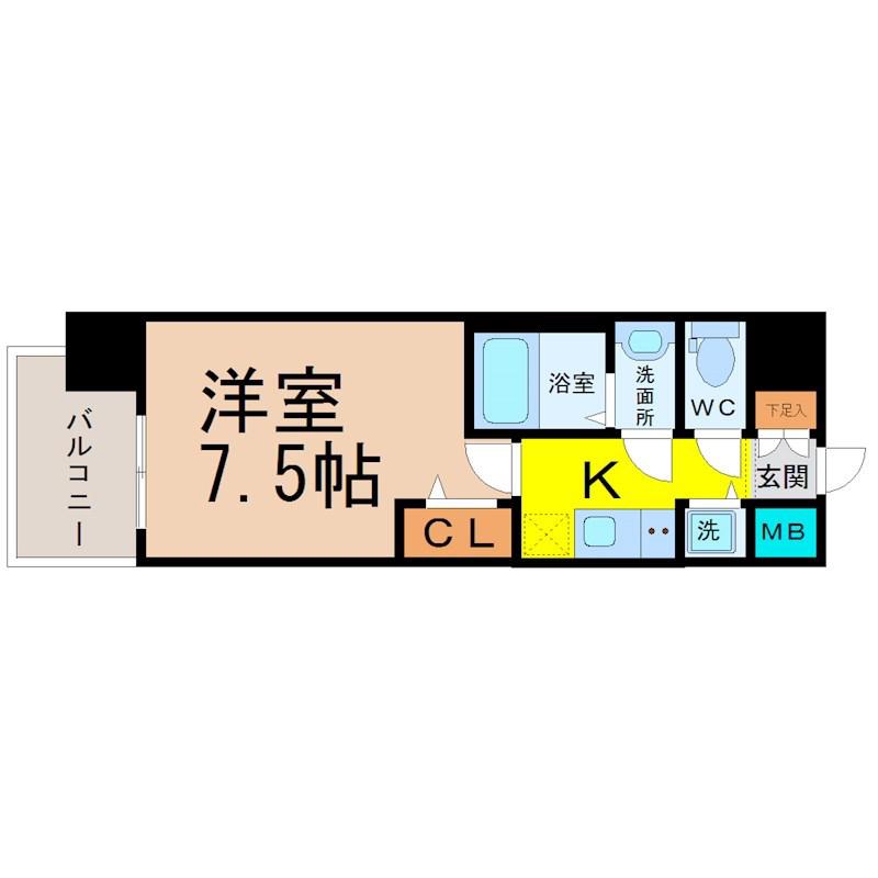 プレサンス大須観音(1K/3階)の間取り写真