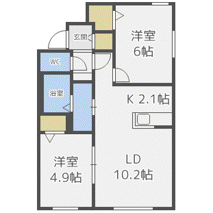 クレアメゾン南平岸(2LDK/2階)の間取り写真