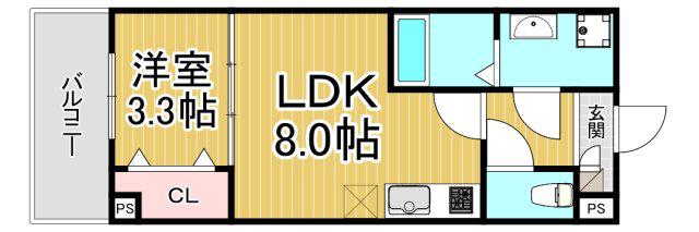 シエーナ川西中央3(1LDK/1階)の間取り写真