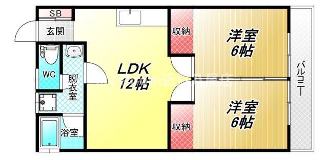 グレーハイツ(2LDK/3階)の間取り写真
