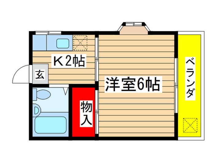 ヒルズコーポ(1K/2階)の間取り写真