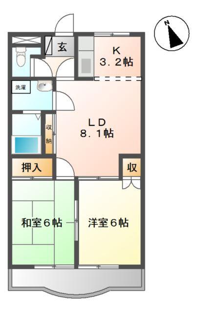 ピーチヒルズ(2LDK/3階)の間取り写真