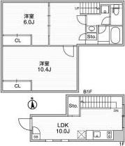 自由が丘マンション(2LDK/1階)の間取り写真