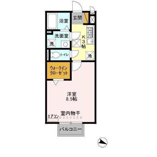 ルミエール東光台C(1K/2階)の間取り写真