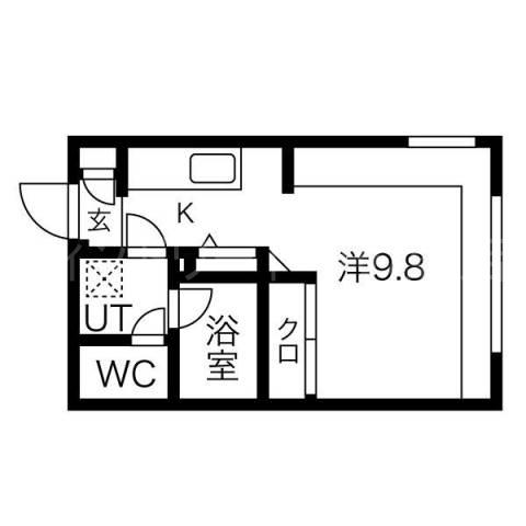 AUBE(1K/4階)の間取り写真