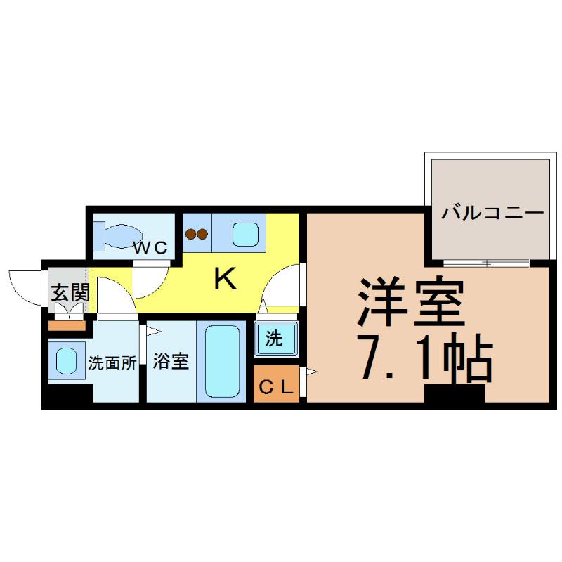 リエス鶴舞 イースト TOWER(1K/8階)の間取り写真