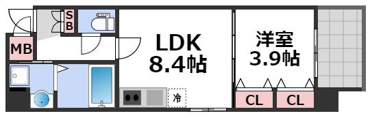 オルフェア上本町VII番館(1LDK/2階)の間取り写真