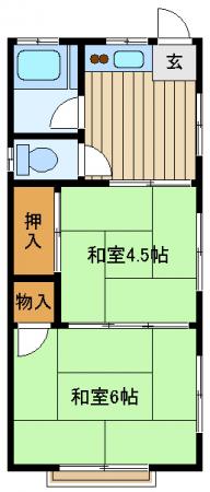 コーポ曷川(2K/1階)の間取り写真